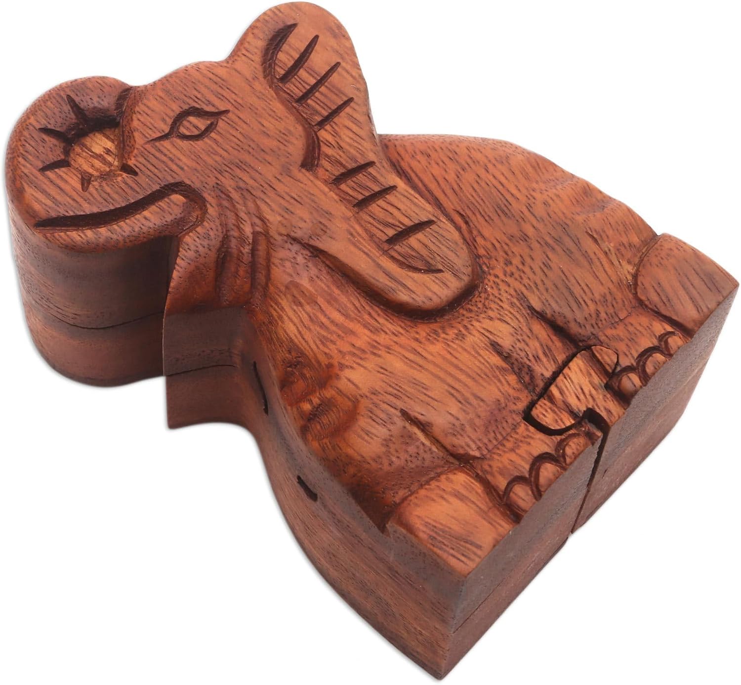 NOVICA Elephant Secret Wood Puzzle Box