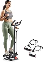 Sunny Health & Fitness Smart Stepper Machine: 2-in-1 Total Body Workout with Handlebar, Resistance Bands, Adjustable Hydraulic Drive, LCD Monitor, 330 lbs Capacity