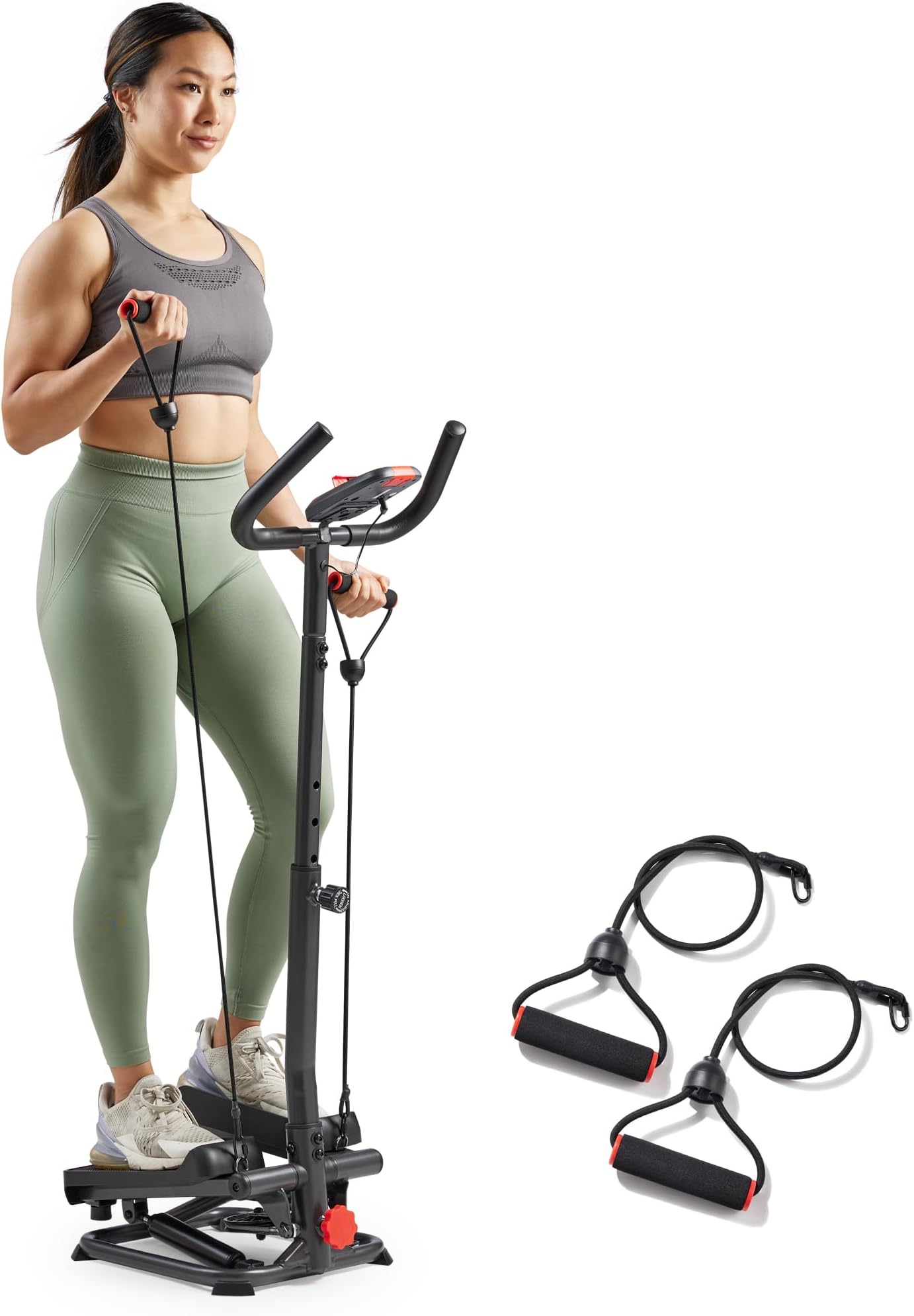 Total Body 2-in-1 Smart Stepper Machine for Home with Handlebar and Resistance Bands