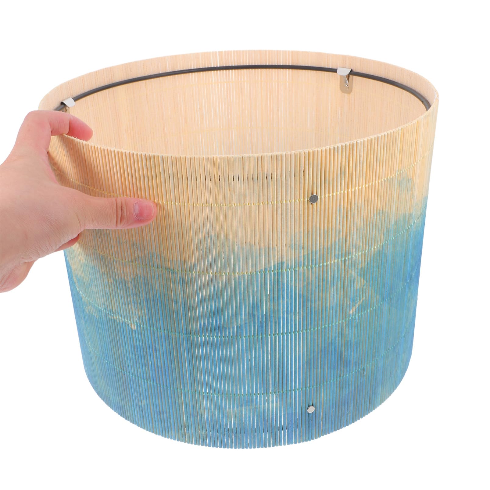Luxshiny Pantalla para Lámparas de Bambú Impresión Acuarela Única Azul, Material Duradero y Diseño Atractivo para Decoración del Hogar