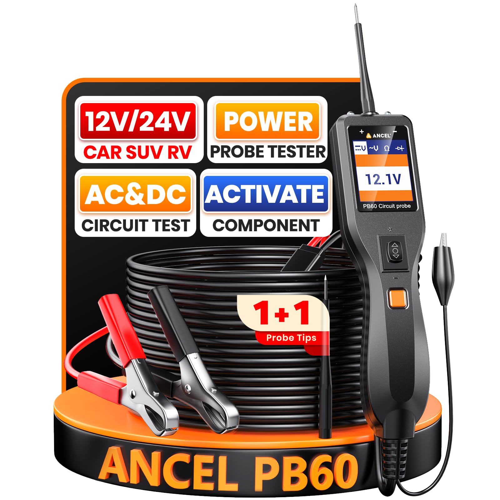 ANCEL PB60 Automotive Power Circuit Probe Tester 12-24 V Ohmmeter