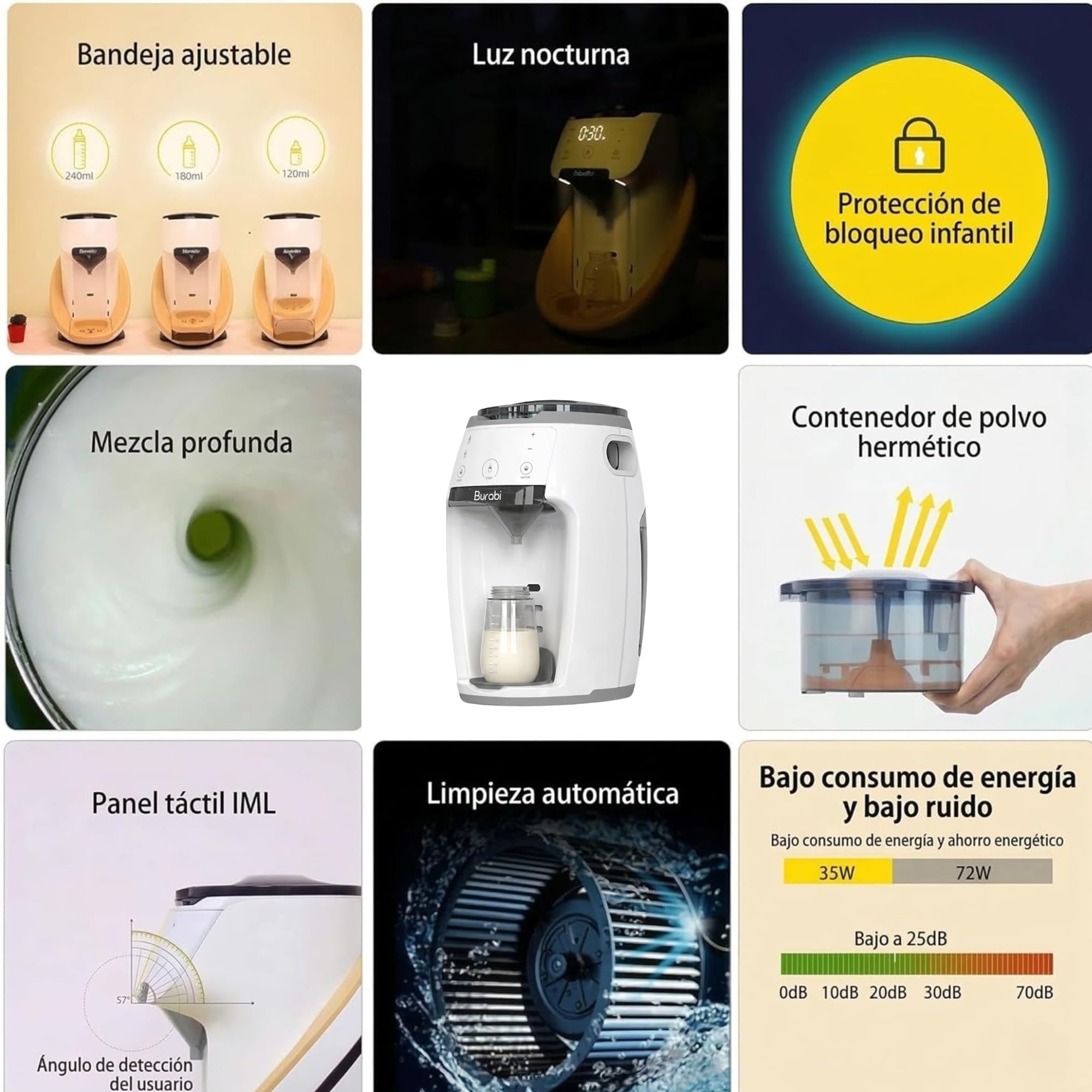 Preparatore di biberon automatico e dosatore di formula, macchina per fare biberon miscelazione perfetta, controllo della temperatura, controllo del liquido, dispenser intelligente, dosatore