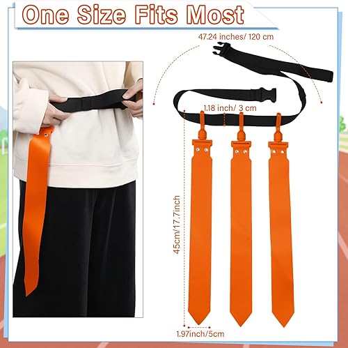 Miniatura 8 de Junkin Juego de cinturones y banderas de fútbol para 6 jugadores, cinturón de fútbol ajustable con 3 banderas por cinturón para niños, adolescentes