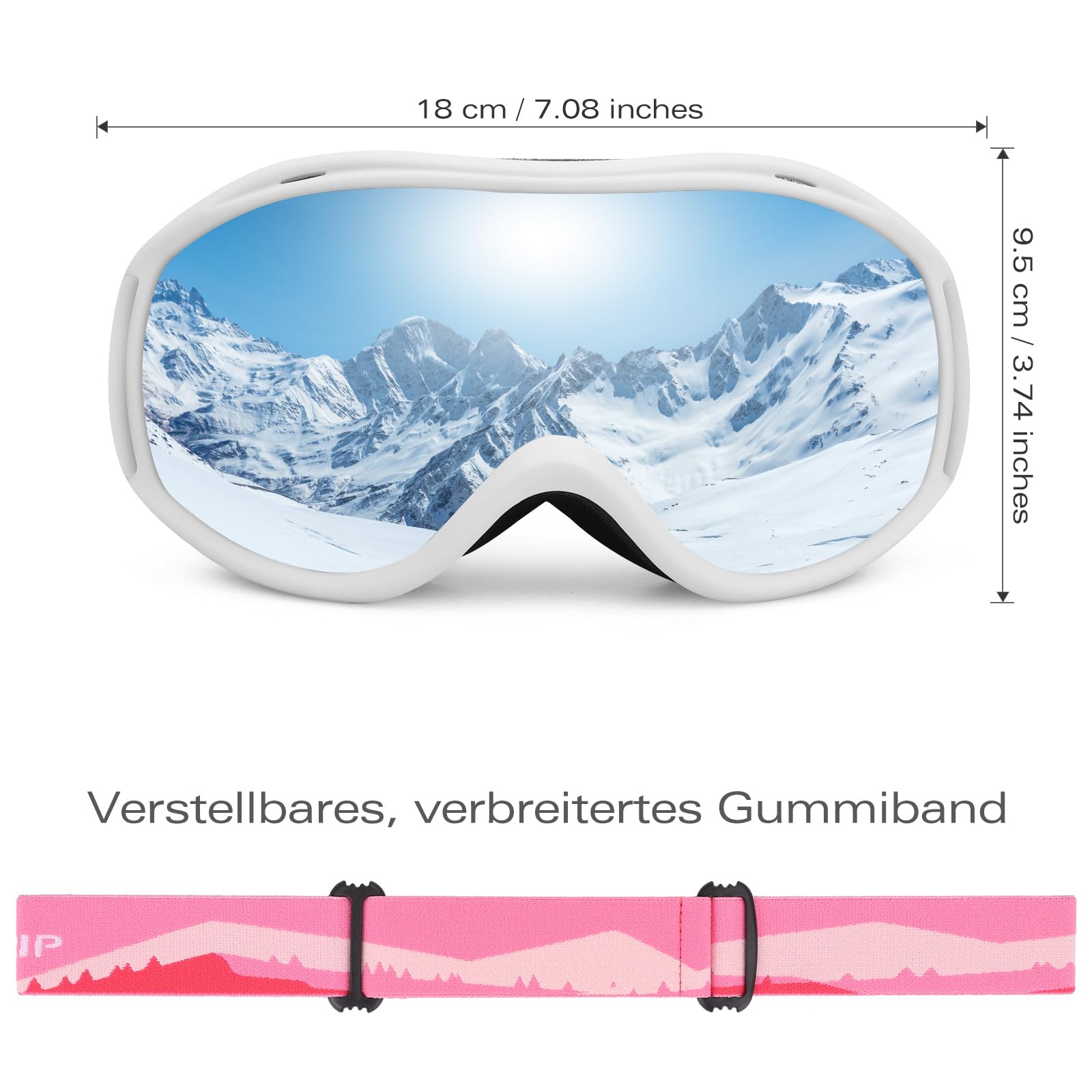 Supertrip Masque de Ski, Adulte Unisexe Lunette de Ski AntiBuée Poussière 100% protection UV400, Masqué Ski pour Homme Femme pour le snowboard, l'alpinisme, la motoneige