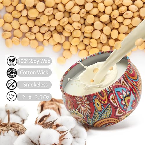 Miniatura 9 de Velas de aromaterapia para el hogar, paquete de 2 velas perfumadas de 2.5 onzas, velas florales naturales de cereza y vainilla, velas para aliviar