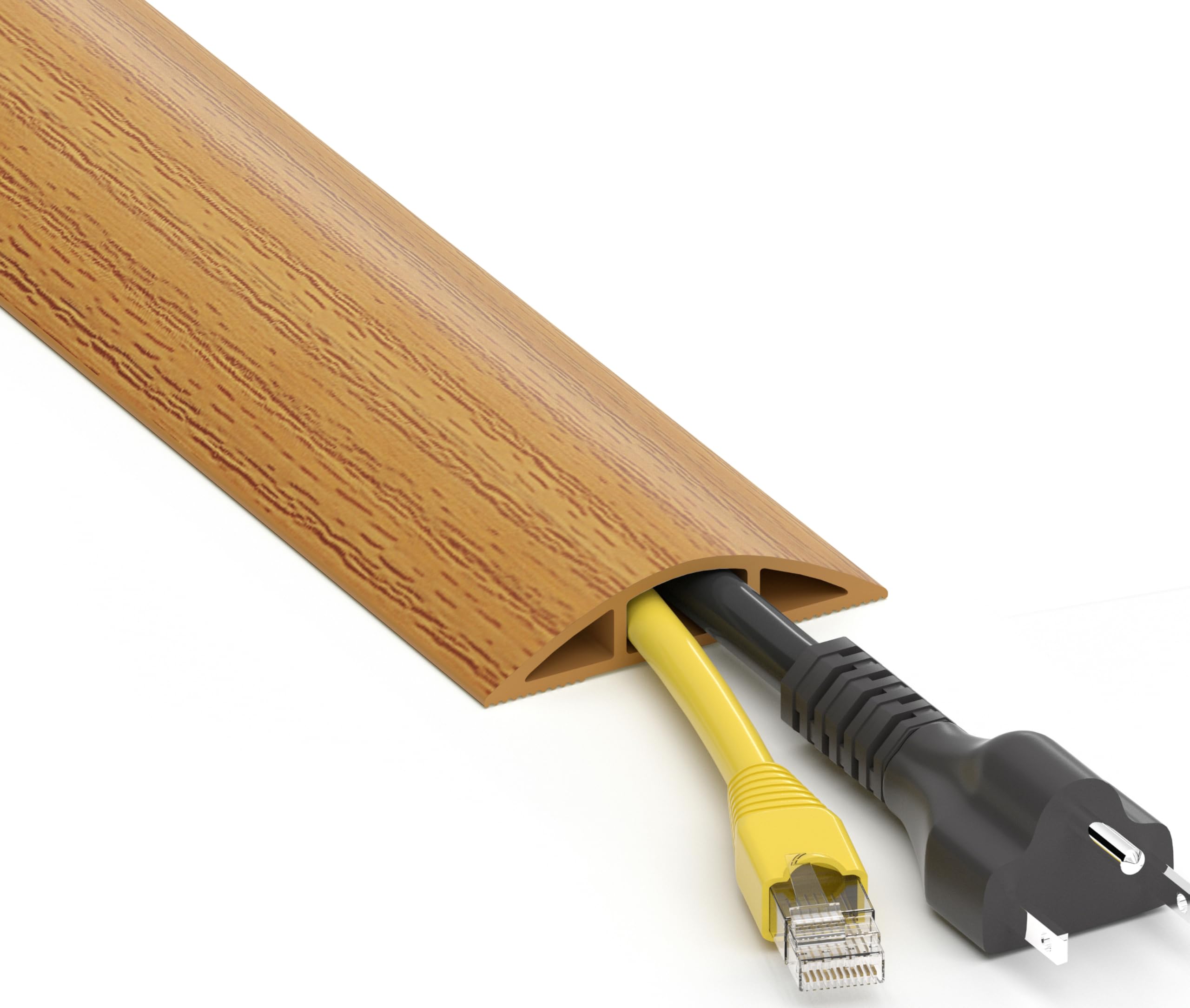 ZhiYo 6ft Floor Cord Cover, Cable Cavity 0.6" W x 0.32" H, Yellow Oak Wood