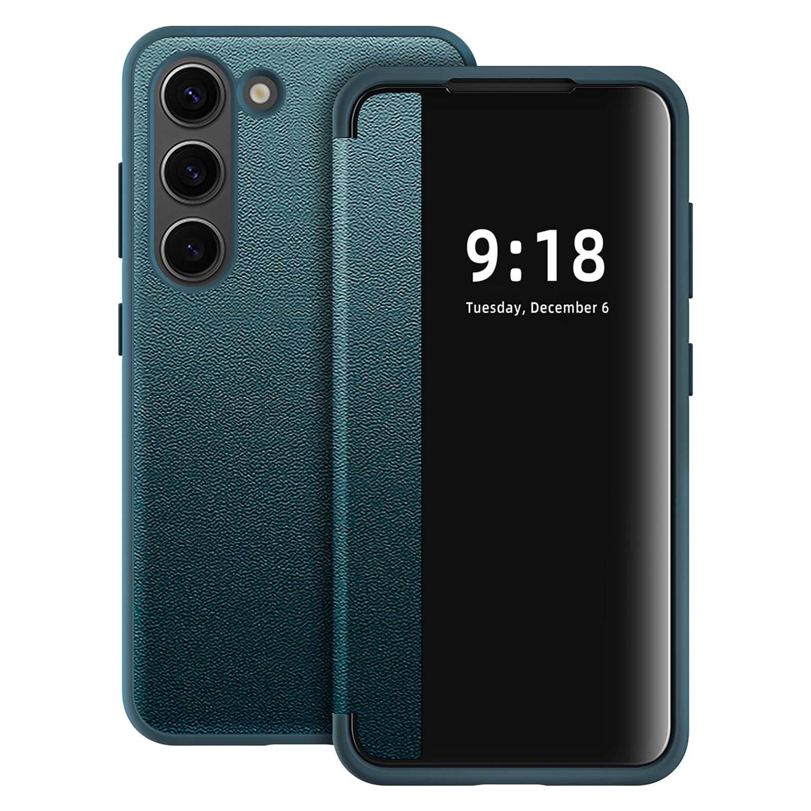 Flip Case for Samsung Galaxy S23 Plus Case S View, Frosted Translucent Clear View Folio 360 Degree Full Protective Phone Case for Samsung S23+, Luxury