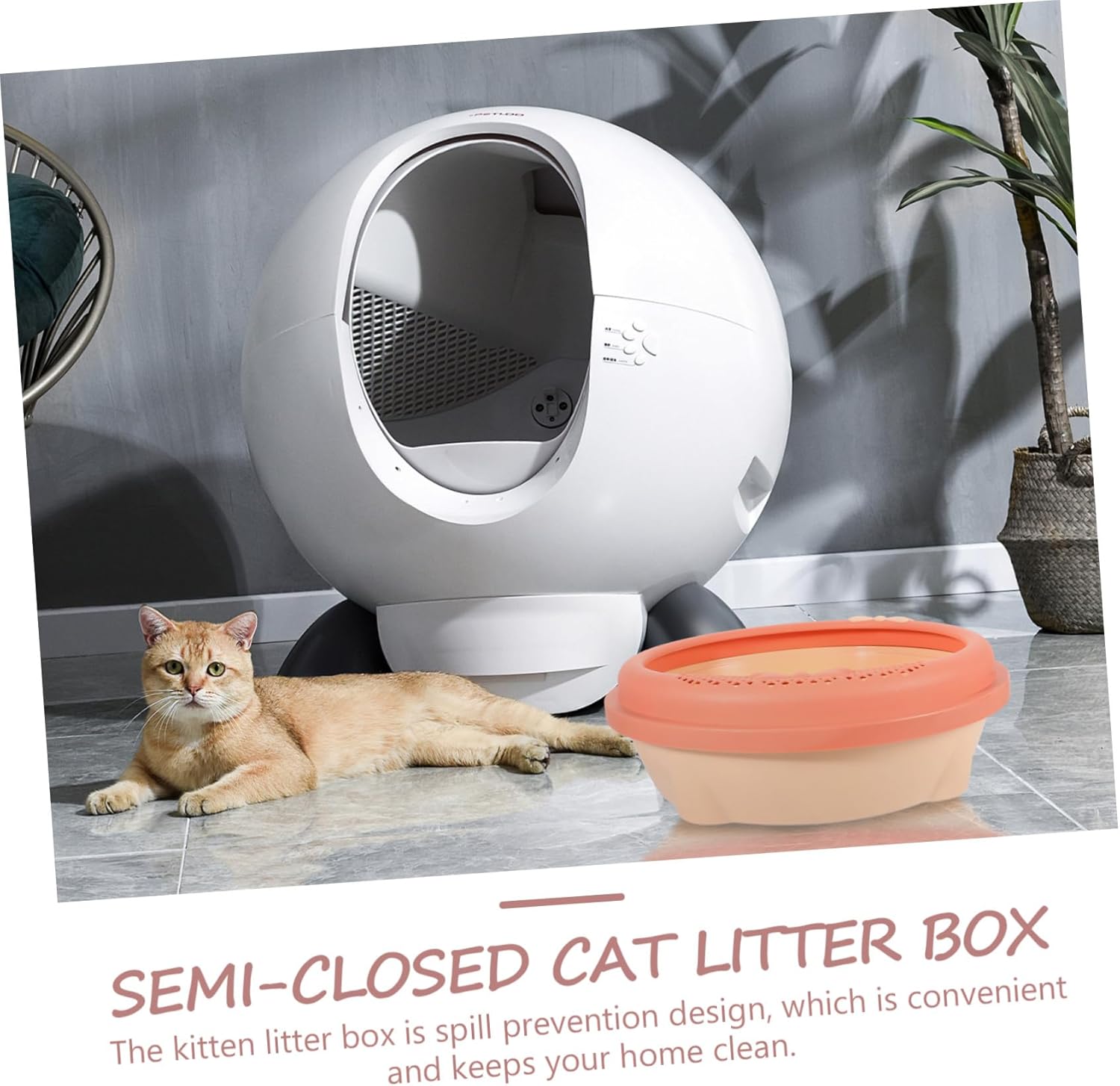 Semi-Enclosed Portable Cat Litter Box with Scoop Thickened Plastic Construction Low Entry for Easy Access Splash-Resistant Design Small Pink Pan for Kittens and Cats