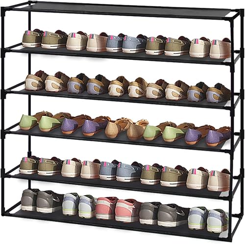 Miniatura 7 de Jerry & Maggie Simple Trending - Estante ancho para 39 zapatos, estante apilable de 6 niveles para garaje, espacio pequeño para dormitorio, estante