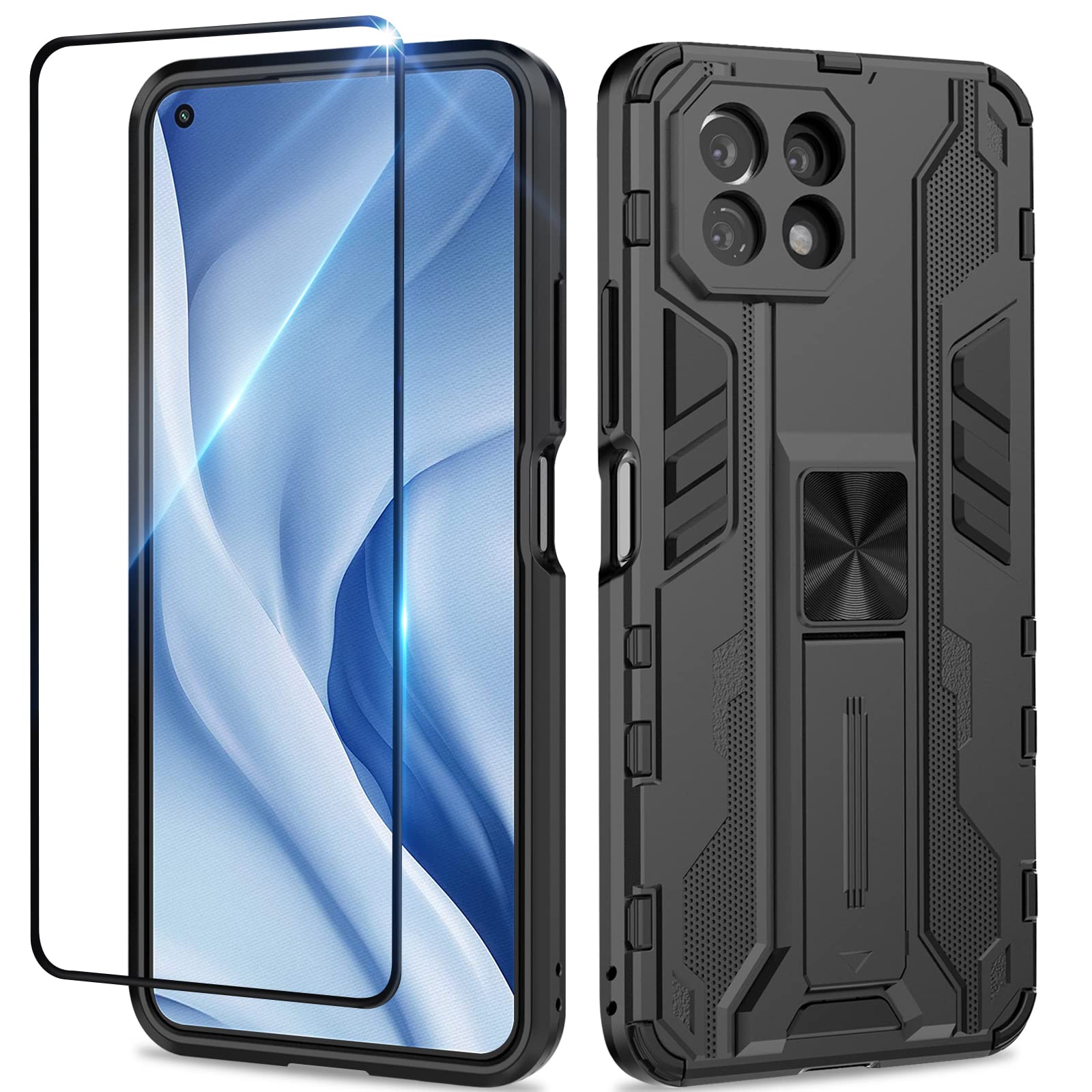 Funda para Samsung Galaxy A13 4G con Cristal Templado Protector Pantalla, Carcasa Antigolpes con Soporte anular metálico, Case Protectora de Grado Militar, Negro — view 276