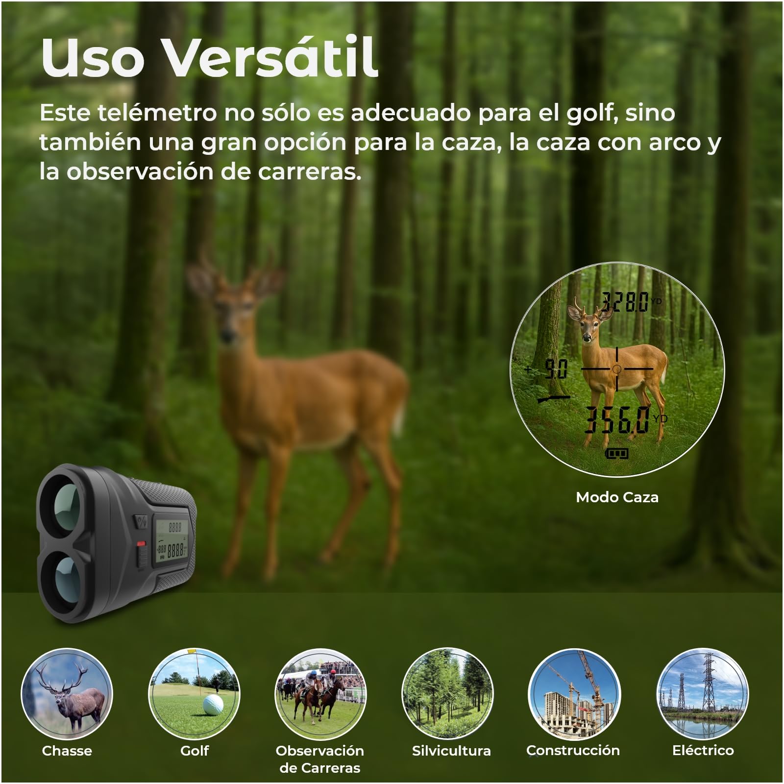 Telémetro Golf Láser 1097M con Pendiente On/Off y Vibración de Bloqueo de Bandera por WanderS – Medidor de Distancia USB-C Recargable, Aumento 6X, Modo Torneo, Pantalla Lateral – Accesorio Golf Hombre