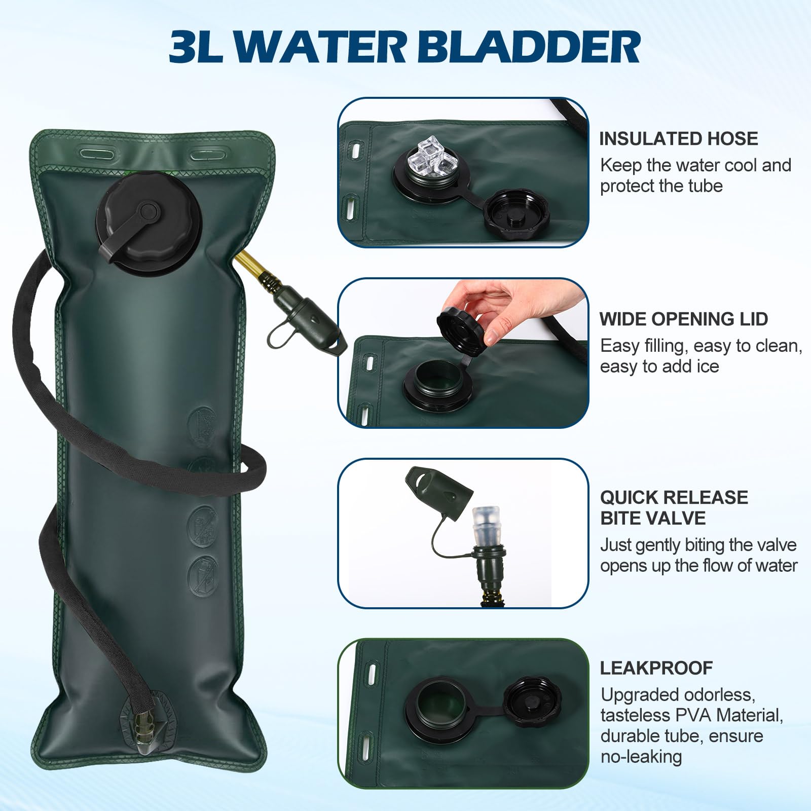 Liliful 1 pz zaino tattico di idratazione con 3l TPU vescica d'acqua tattico Molle zaino di idratazione per uomo donna escursionismo ciclismo corsa arrampicata