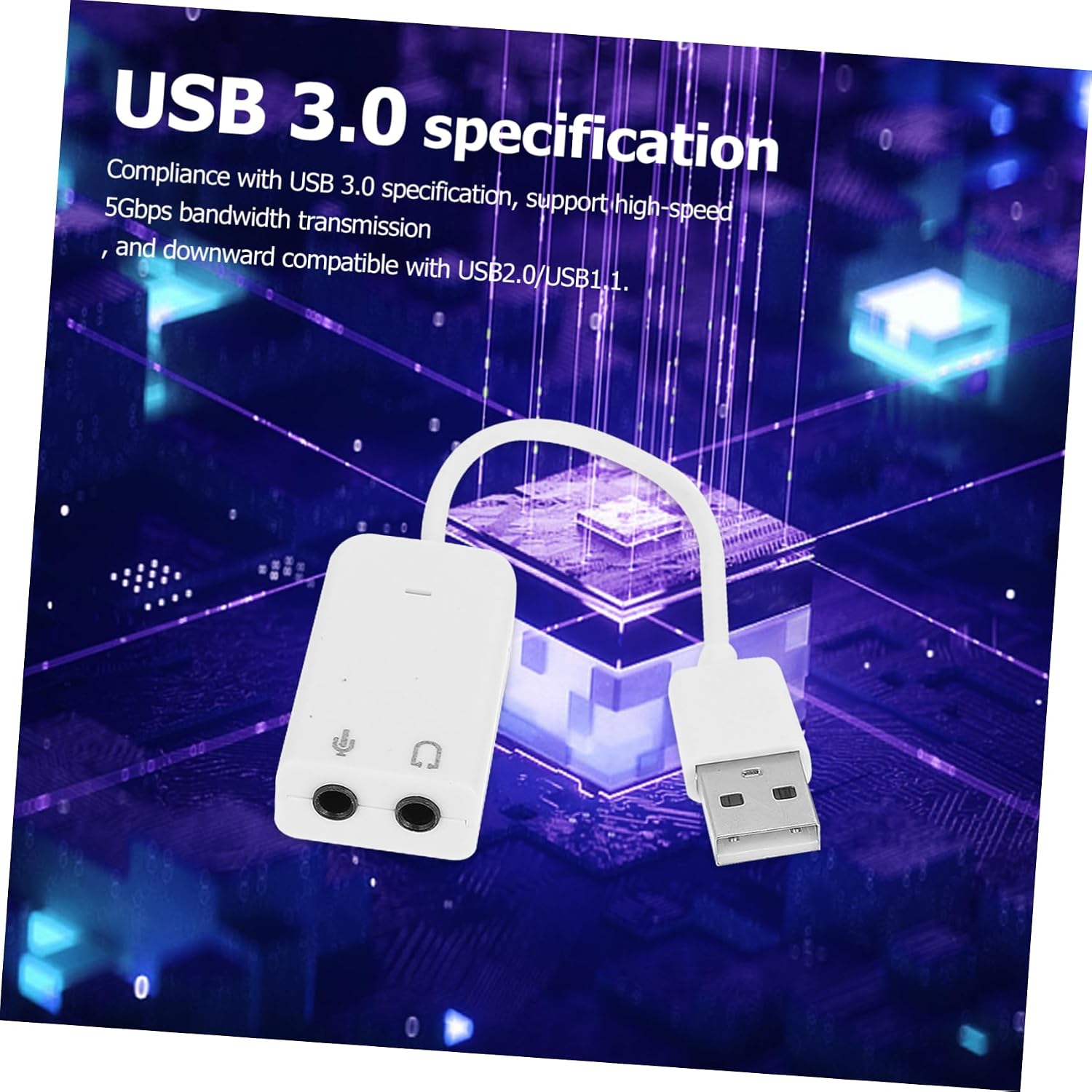 2pcs Sound Card Converter External Sound Card for Laptop Noise Reduction Headphone Microphone Support