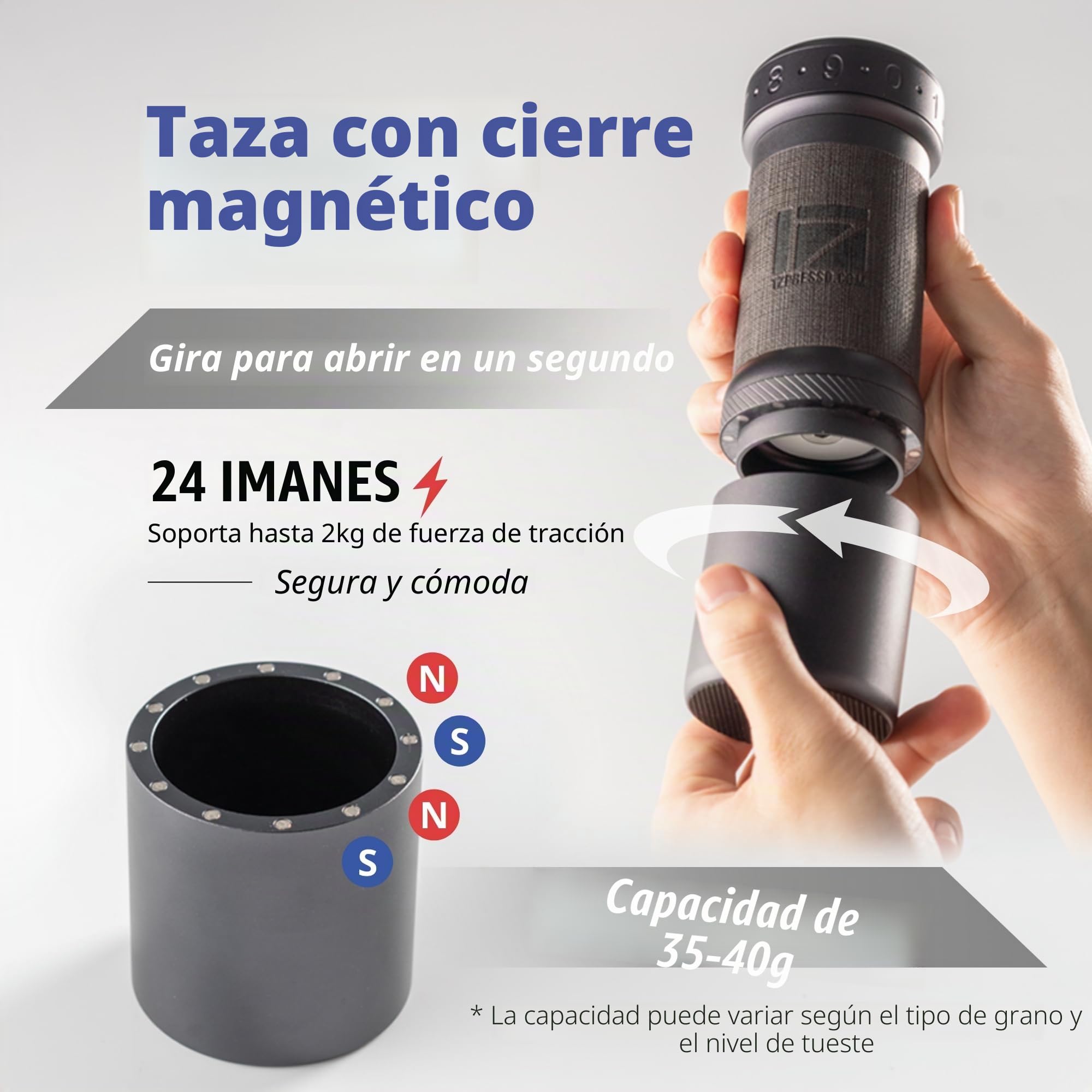 1Zpresso K-Ultra - Molinillo de café manual plateado con funda de transporte, molienda de acero inoxidable, mango plegable, ajuste numérico externo