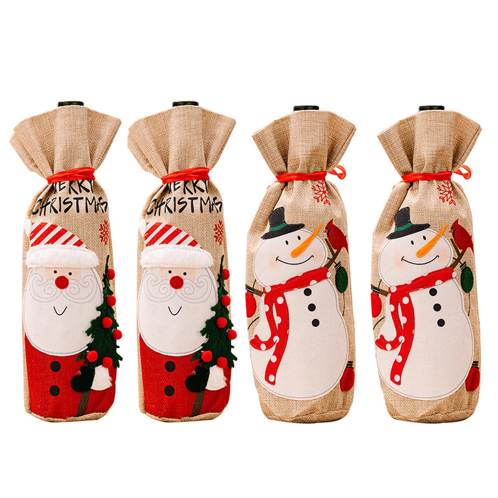Saco Navideño de Papá Noel para vestir tus botellas de vino en las cenas en familia 8