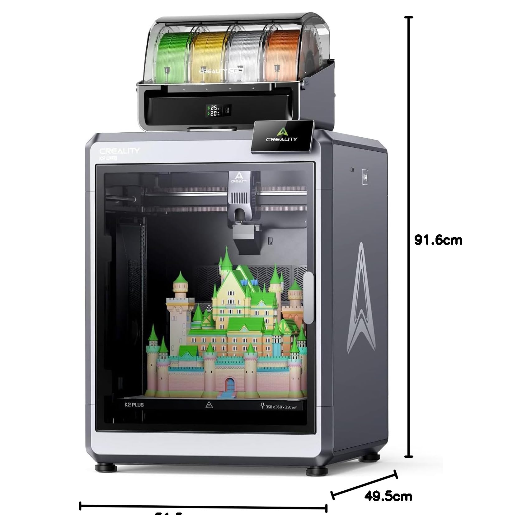 Creality K2 Plus Combo 3D Drucker, Mehrfarbig mit CFS, Großes Bauvolumen 350x350x350 mm, Geschwindigkeit 600 mm/s, Aktiv beheizte Kammer für PLA-CF PA PET ASA PPA