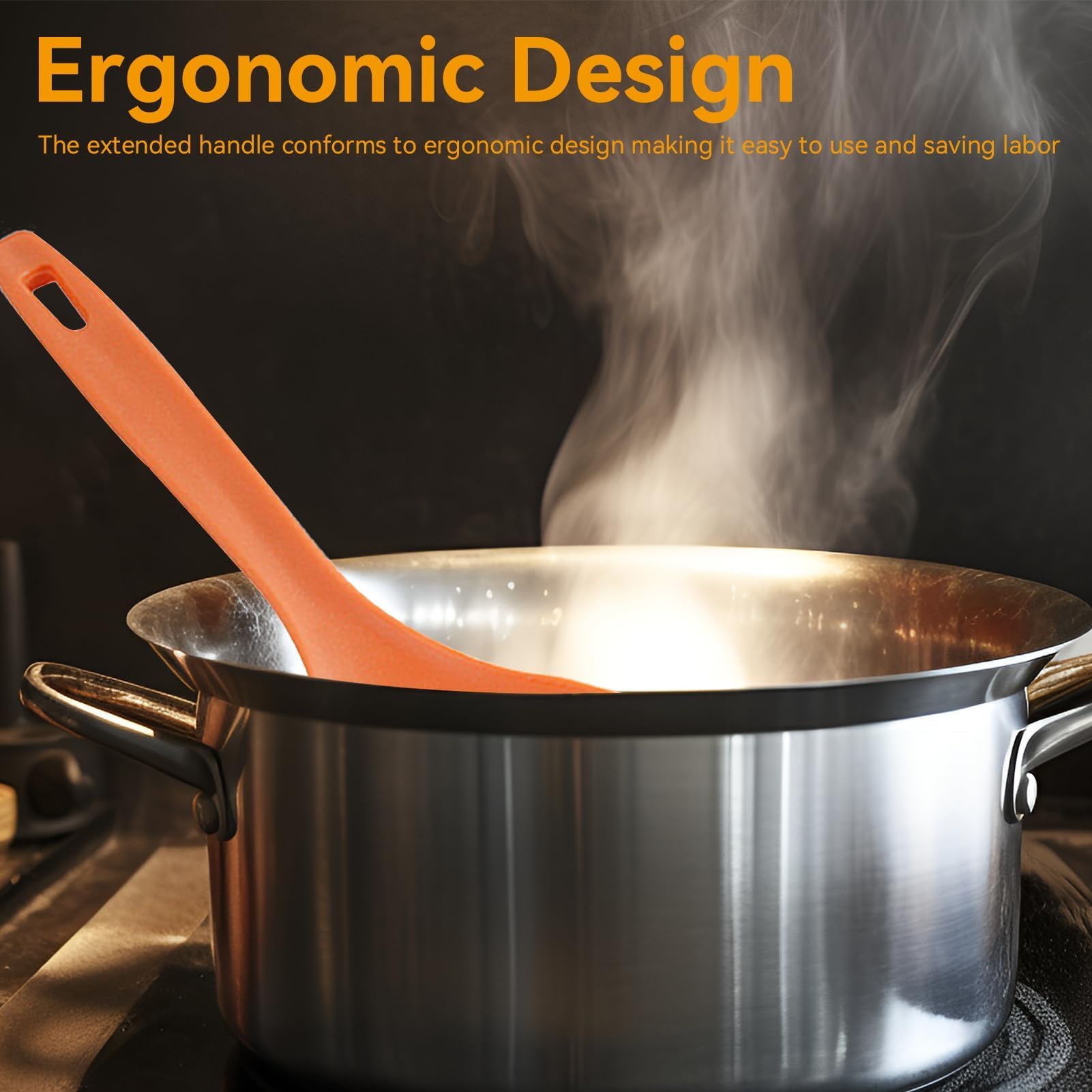 Orange Slotted Spoon, Deep Fry Strainer Colander for Kitchen