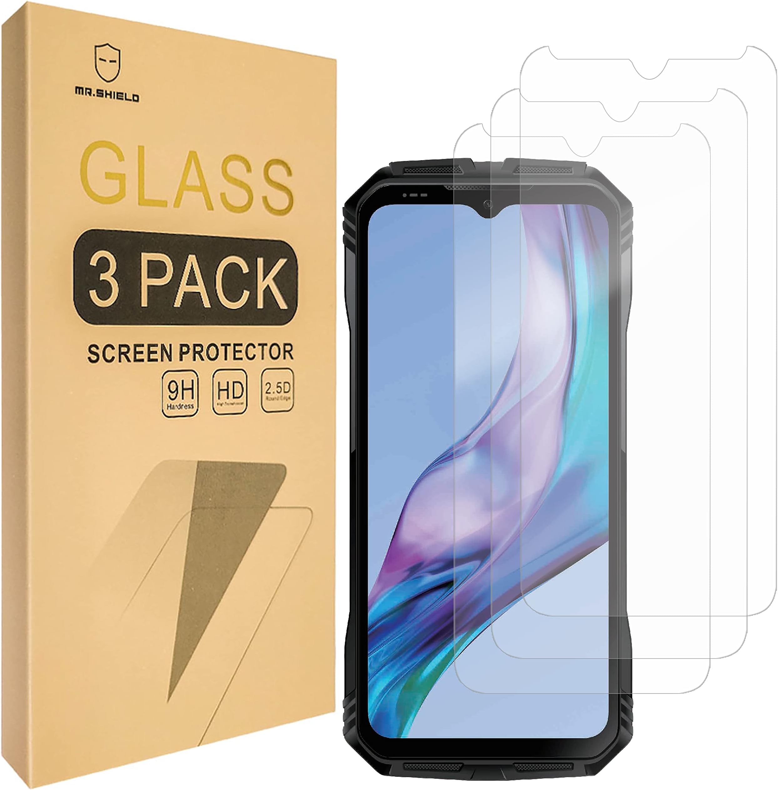 Mr.Shield[3-Pack] Screen Protector For DOOGEE V30 / DOOGEE V30 Pro/DOOGEE V30T [Tempered Glass] [Japan Glass with 9H Hardness] Screen Protector