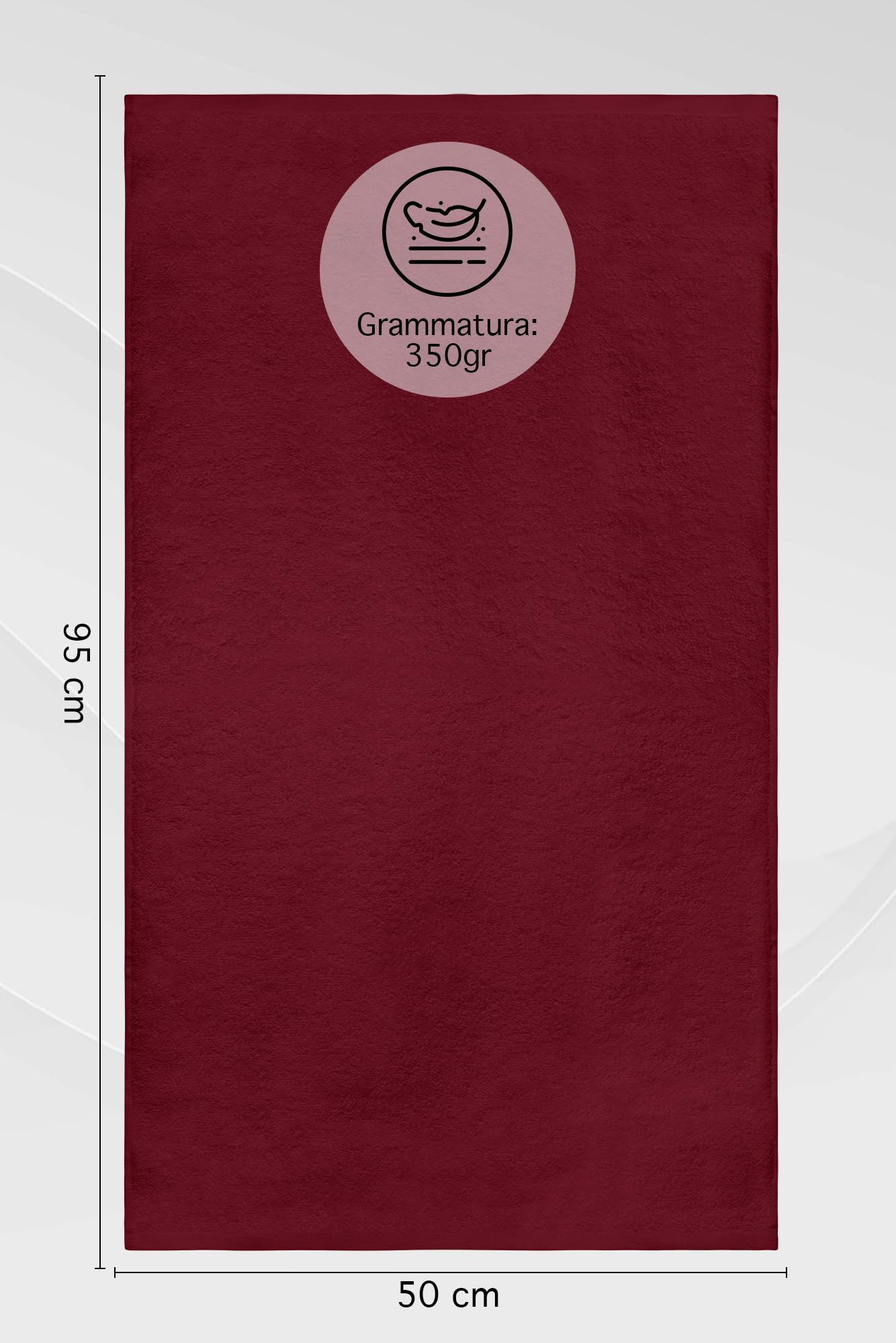 IlGruppone Set 10 Teli Asciugamani in Cotone Professionali 50 x 95 Cm Vari Colori qualità Hotel 350Gr Salviette Tinta Unita Salvietta Spugna Albergo - Bordeaux