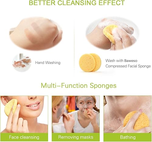 Miniatura 6 de Esponjas faciales Akimo 100% Natural Comprimido Celulosa cara Scrub Puff, Reutilizable Odorless Deep Cleansing y Suave Exfoliante Pads, Tamaño más