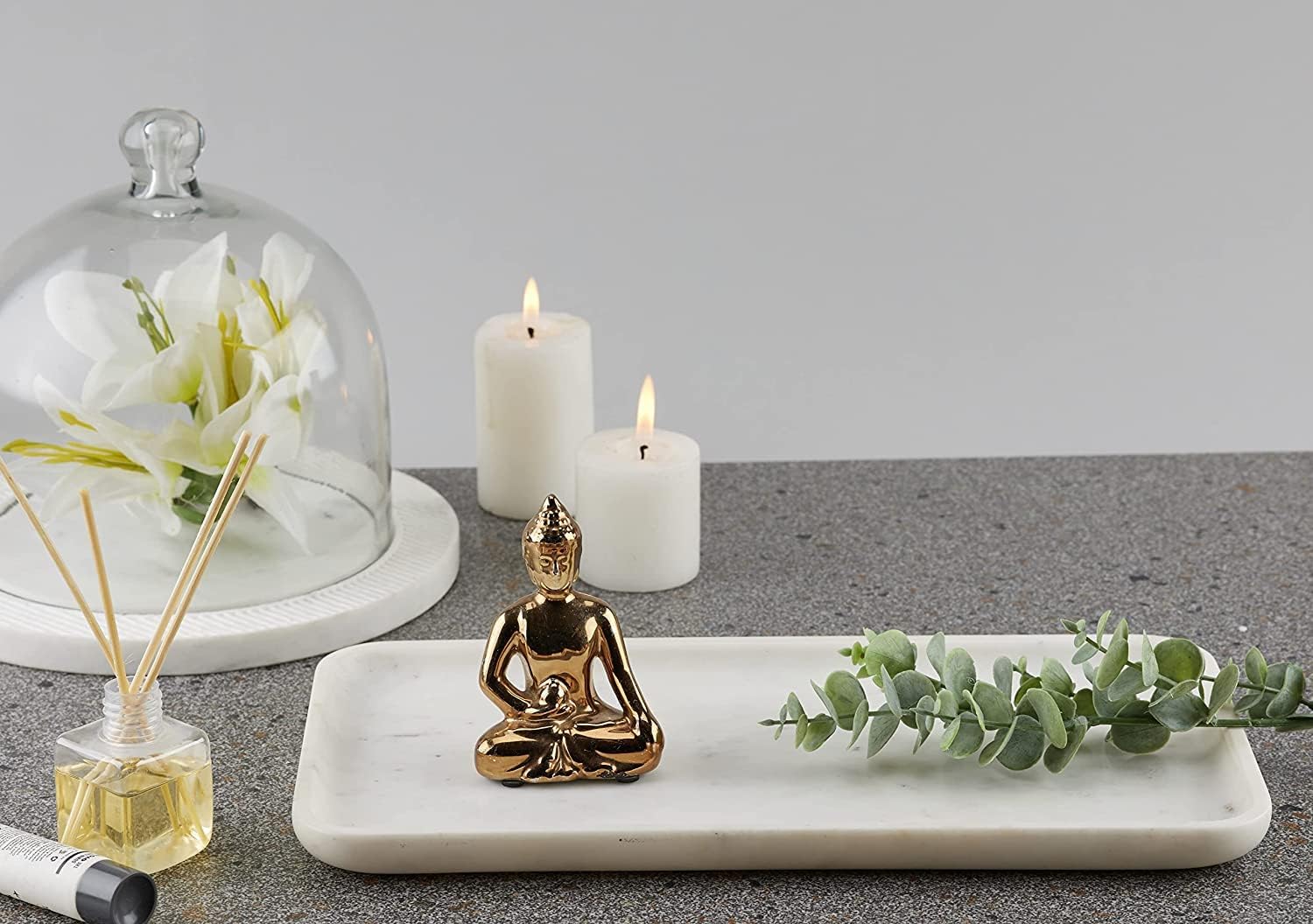Marble Tray for Bathroom & Dining - Elegant White Serving Tray -2