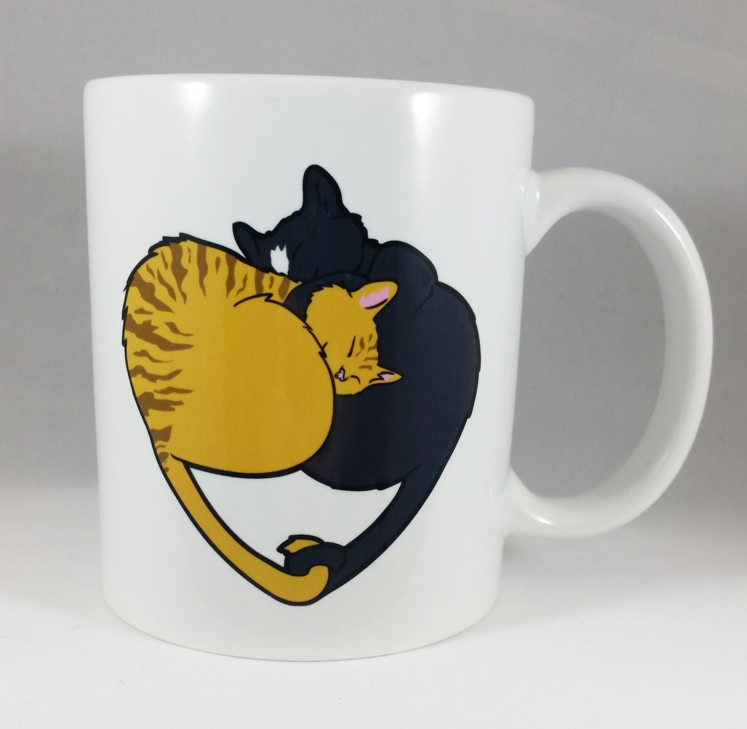 Cat Heart, Kittys with Linked Tails Coffee or Tea 11oz Mug