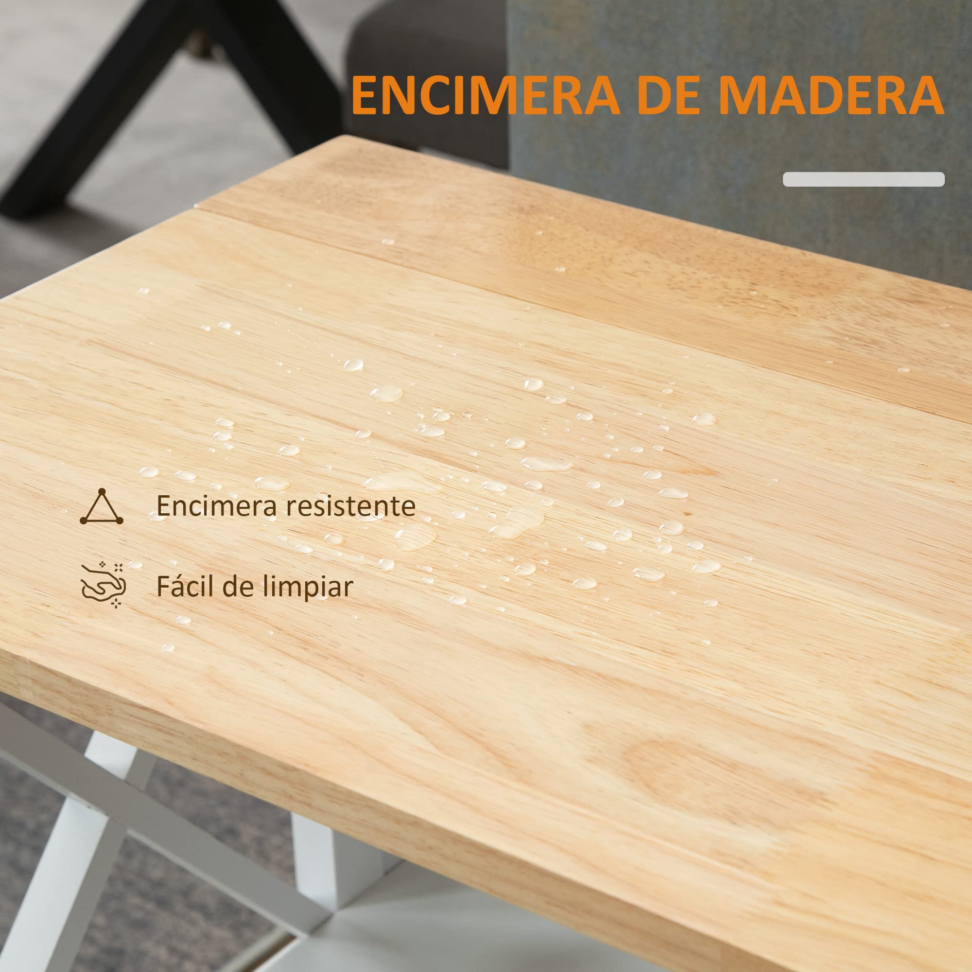 HOMCOM Carrito de Cocina Plegable con Ruedas 40 kg 60x40x84 cm Blanco | Carro Auxiliar, Carro Verdulero, 2 Estantes, para Comedor