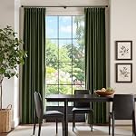 Lazzzy Dark Green Velvet Curtains Blackout Thermal Insulated Curtain Drapes | Bedroom Living Room Darkening Soft Luxury Window Curtains 84 Inches Long Rod Pocket 2 Panels Moss Dark Green 52x84