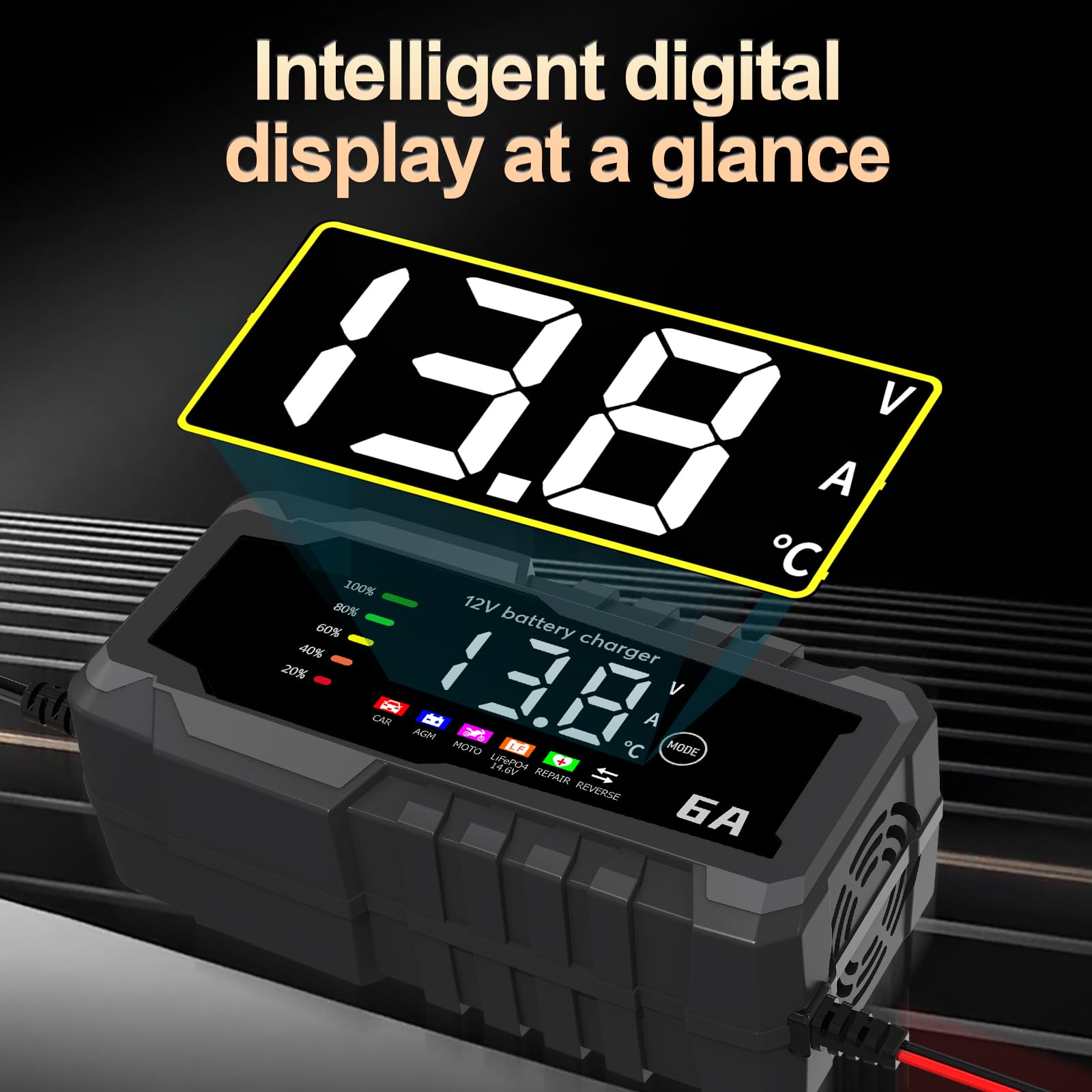 Caricabatteria Auto YONHAN 6A/12V - Per LiFePO4 E Piombo, Con Display LCD - Foto 4