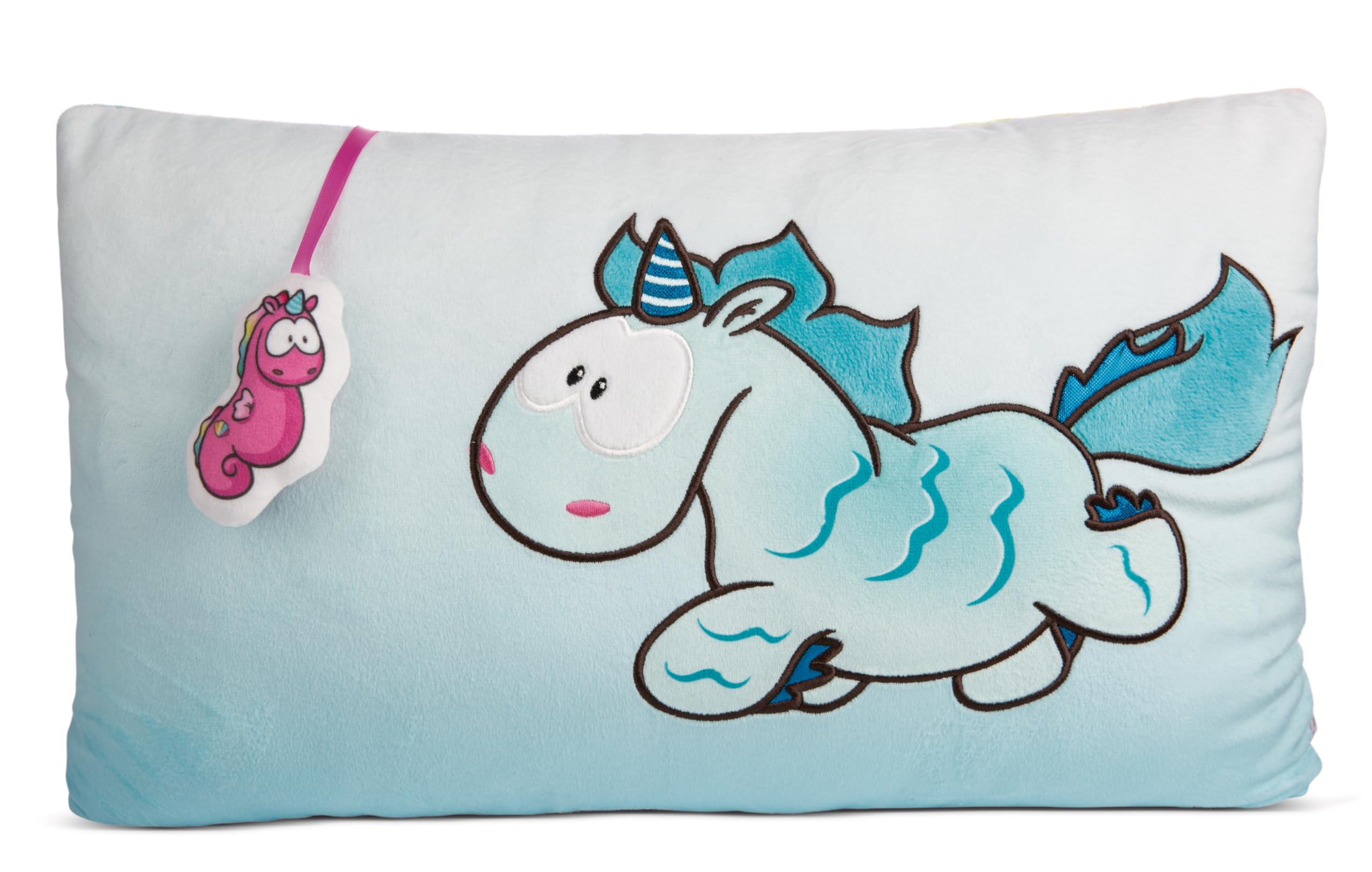 NICI Cuddly Cushion Unicorn Aquario 43 x 25cm - Fluffy Cuddly Unicorn Pillow for Girls, Boys & Babies - Rectangular Stuffed Animal Cushion - 49712