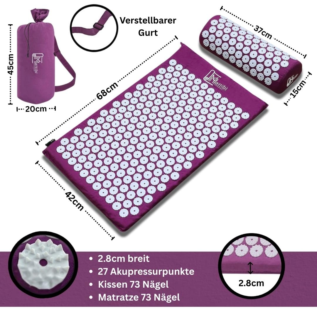Tapis d'acupression et oreiller d'acupression pour massage et soulagement de la douleur, ensemble d'acupression pour la relaxation, la stimulation et la méditation, tapis d'acupression