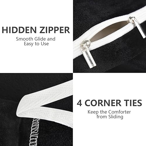 Miniatura 29 de Juego de funda de edredón de felpa esponjosa, tamaño Queen, juego de funda de edredón de terciopelo ultrasuave de lujo, 4 piezas