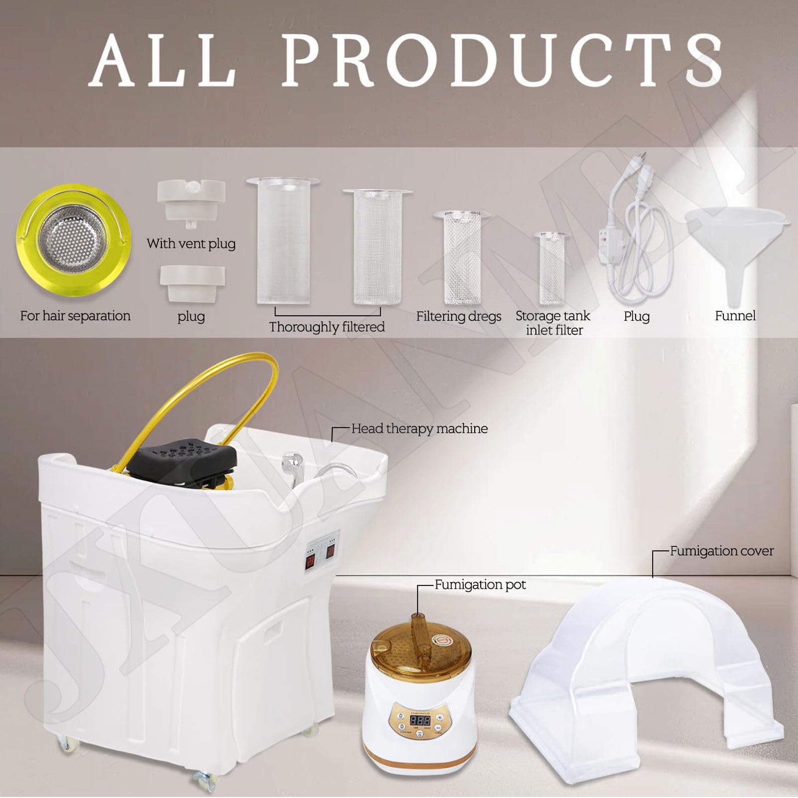 Équipement de spa portable avec réservoir d'eau de 60 l et circulation de l'eau pour coiffeurs professionnels