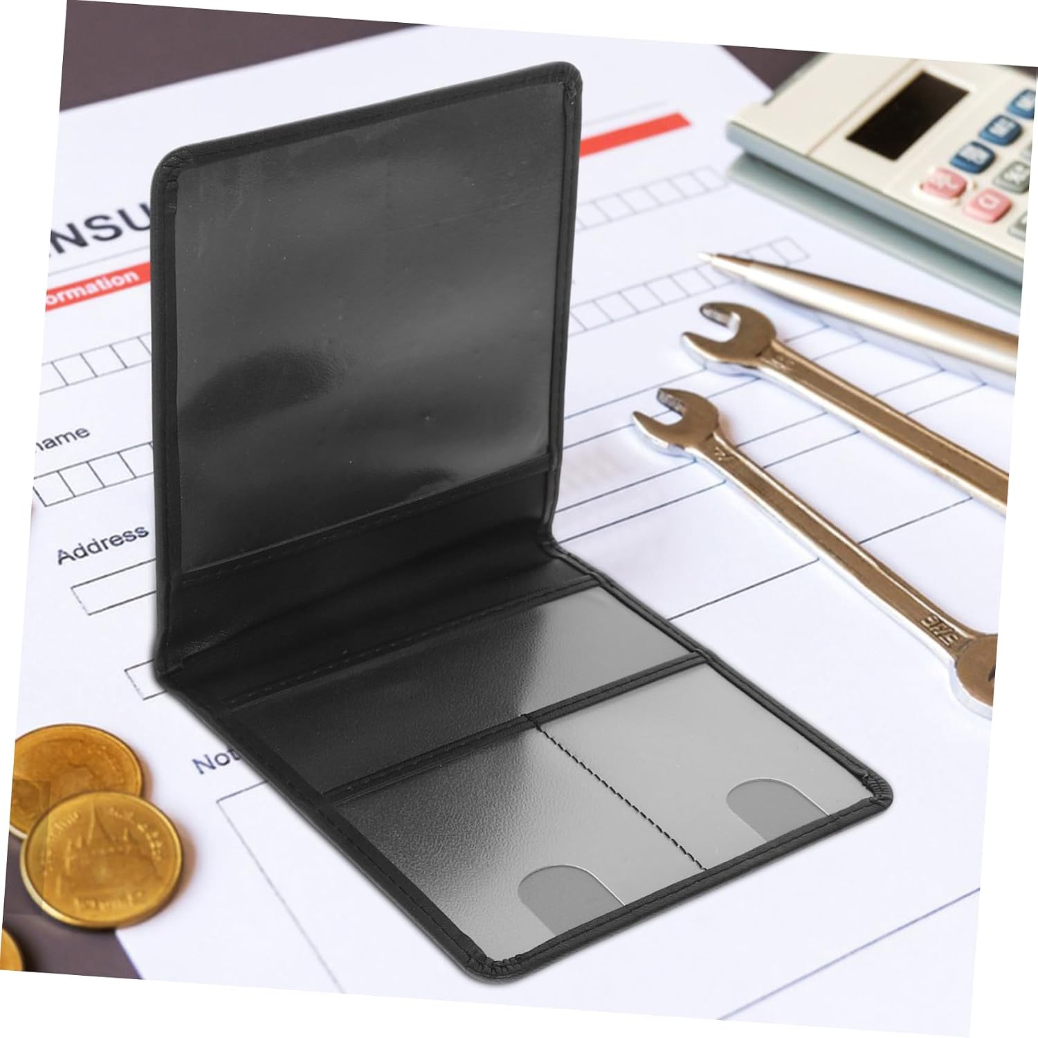 SOLUSTRE Car Insurance Holder Car Registration Sleeve Id Credit Cards Organizer Pu Leather Document Case Travel Essential for Office Use