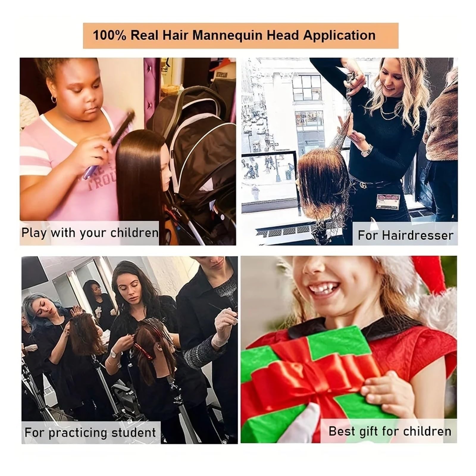 African mannequin head with 100% human hair, curly beauty with display stand practice braiding styling