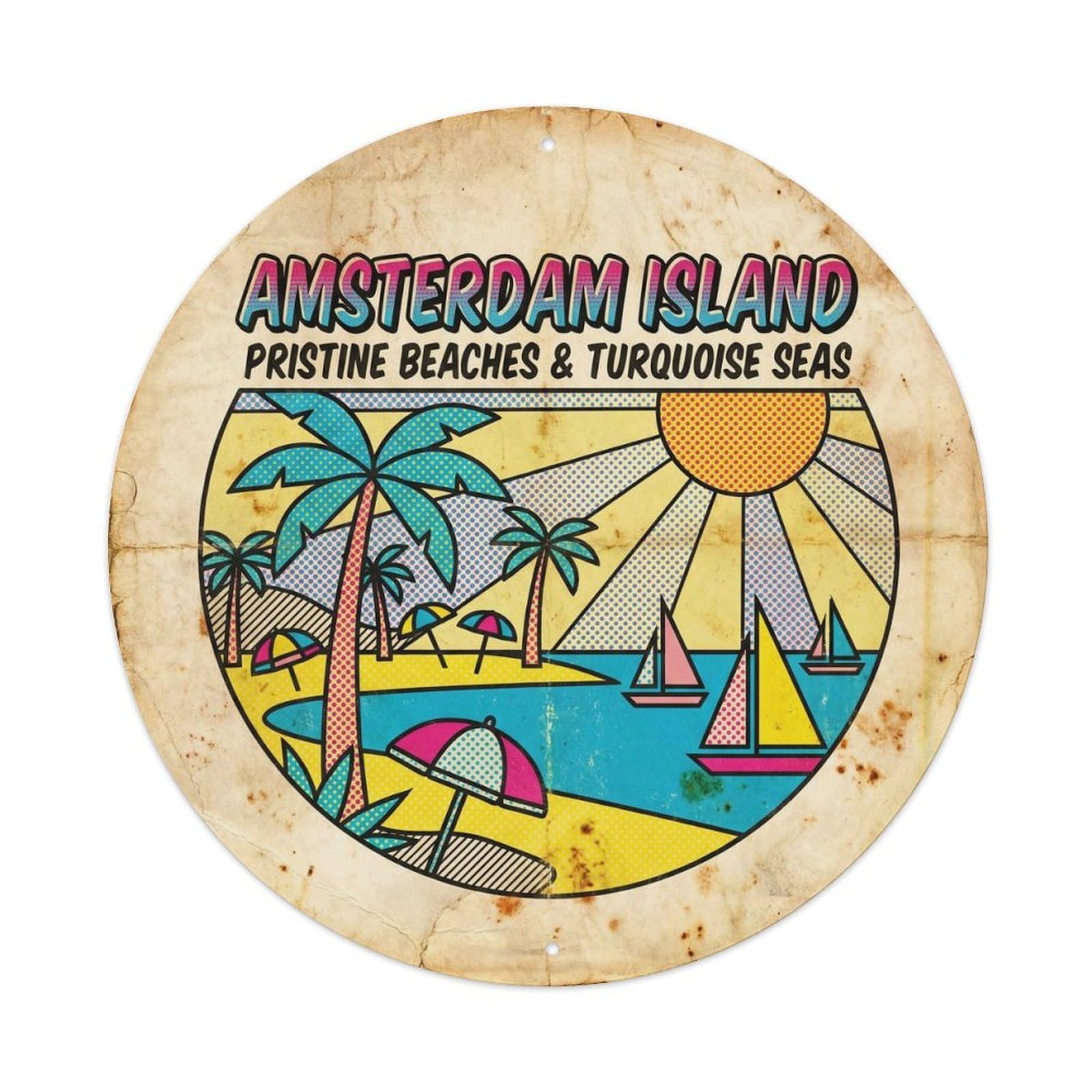 Amsterdam Island Atoll Travel Comic Color Metal Tin Sign