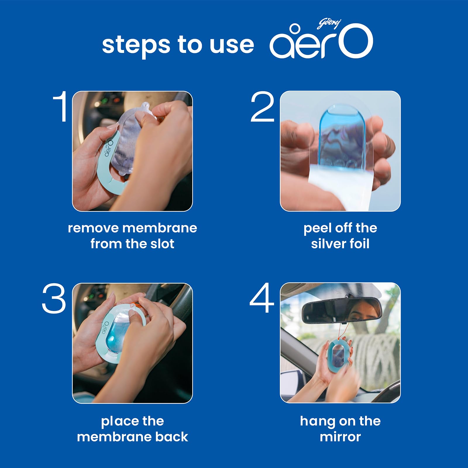 Godrej aer O – Hanging Car Air Freshener – Cool Aqua Pack of -3