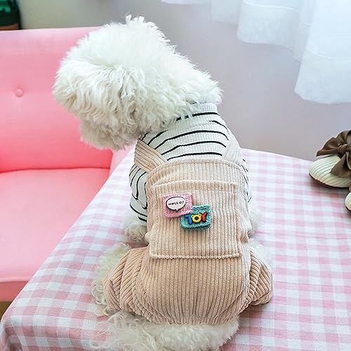 Miniatura 6 de Ropa de verano para mascotas, camisas a rayas para perros pequeños, elegante mono de dibujos animados, overol elegante para cachorros, ropa para