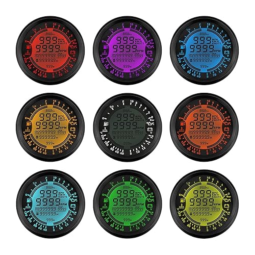 Miniatura 2 de ELING Multifuncional GPS Velocímetro Tacómetro Hora, Temperatura del agua, Nivel de combustible, Voltímetro de presión de aceite 12V 10Bar 3.346 in