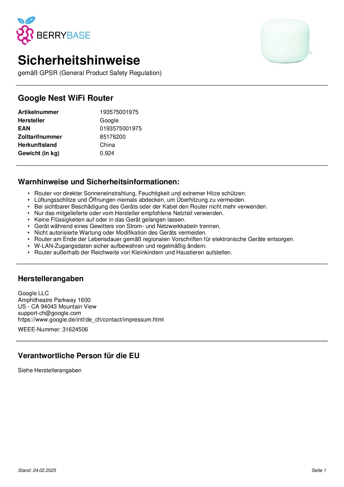 Google Home Nest WiFi Blanco WiFi Mesh Router