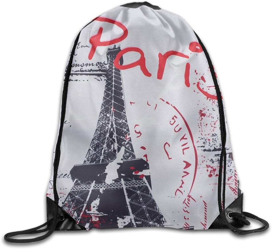 QIFAN Paris Sackpack Drawstring Backpack Sport Gym Bag Yoga Runner Daypack