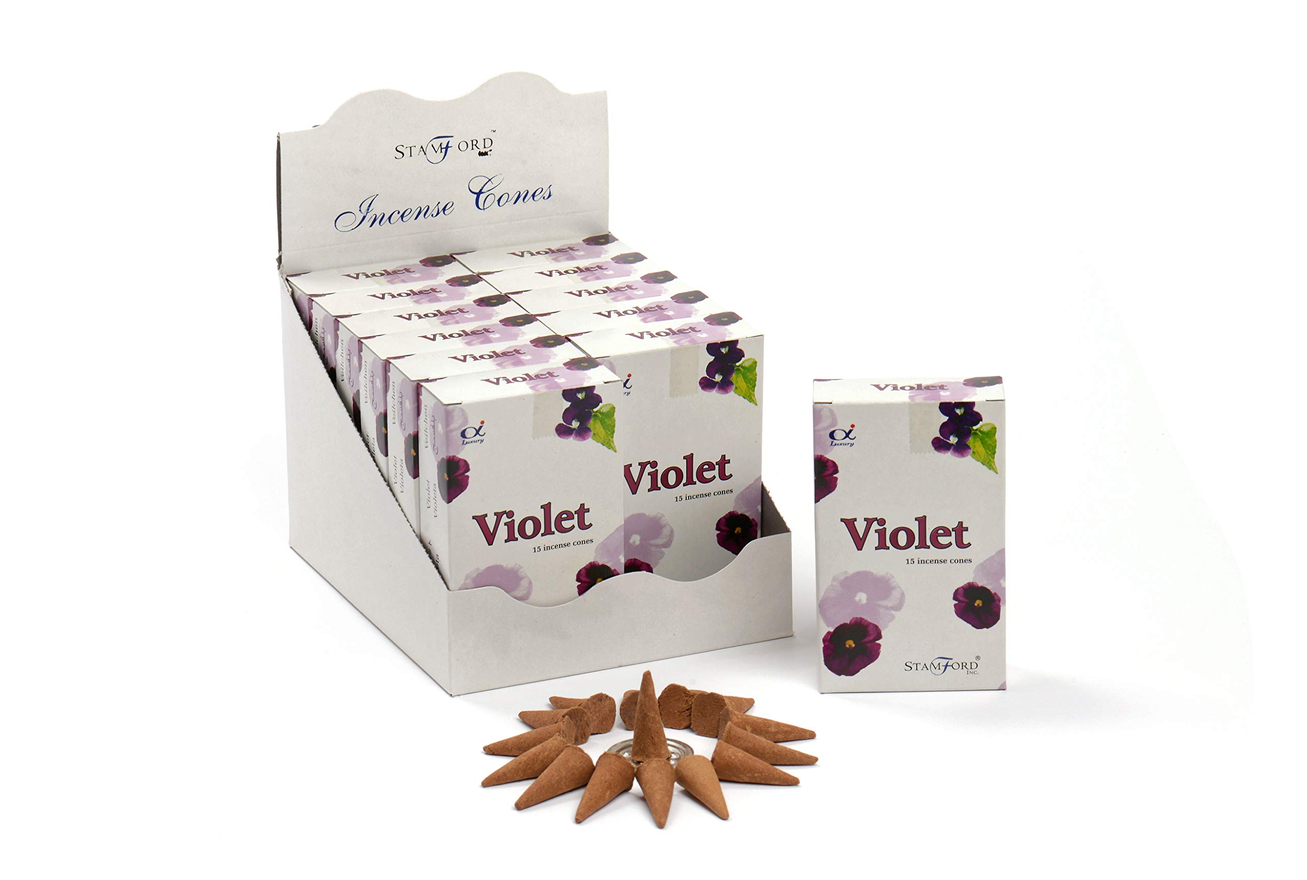 Stamford Violet Incense Cones, 15 Cones x 12 Packs