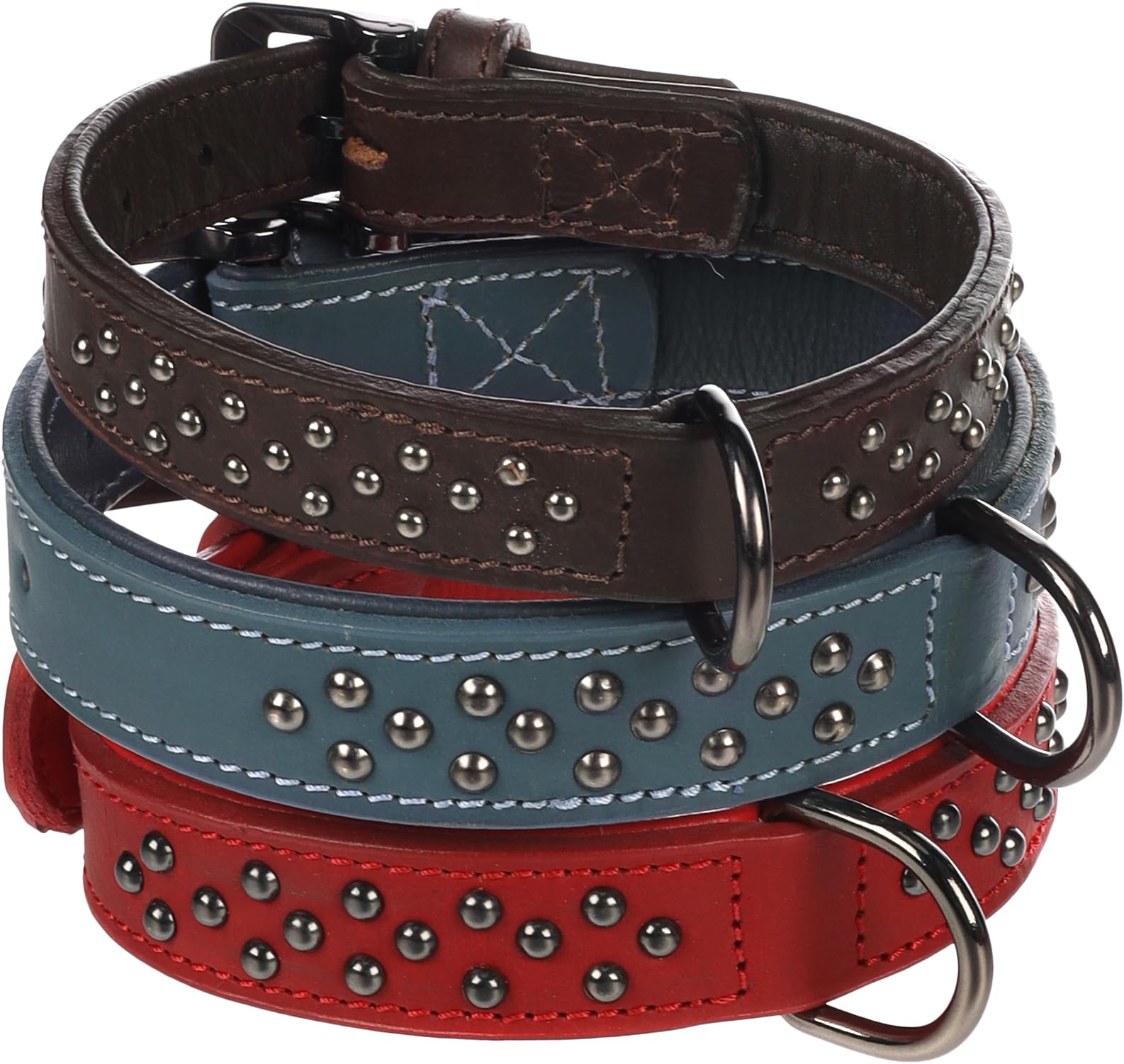 Flamingo Dog Collar with studs Denver Red M 30-38cm 30mm