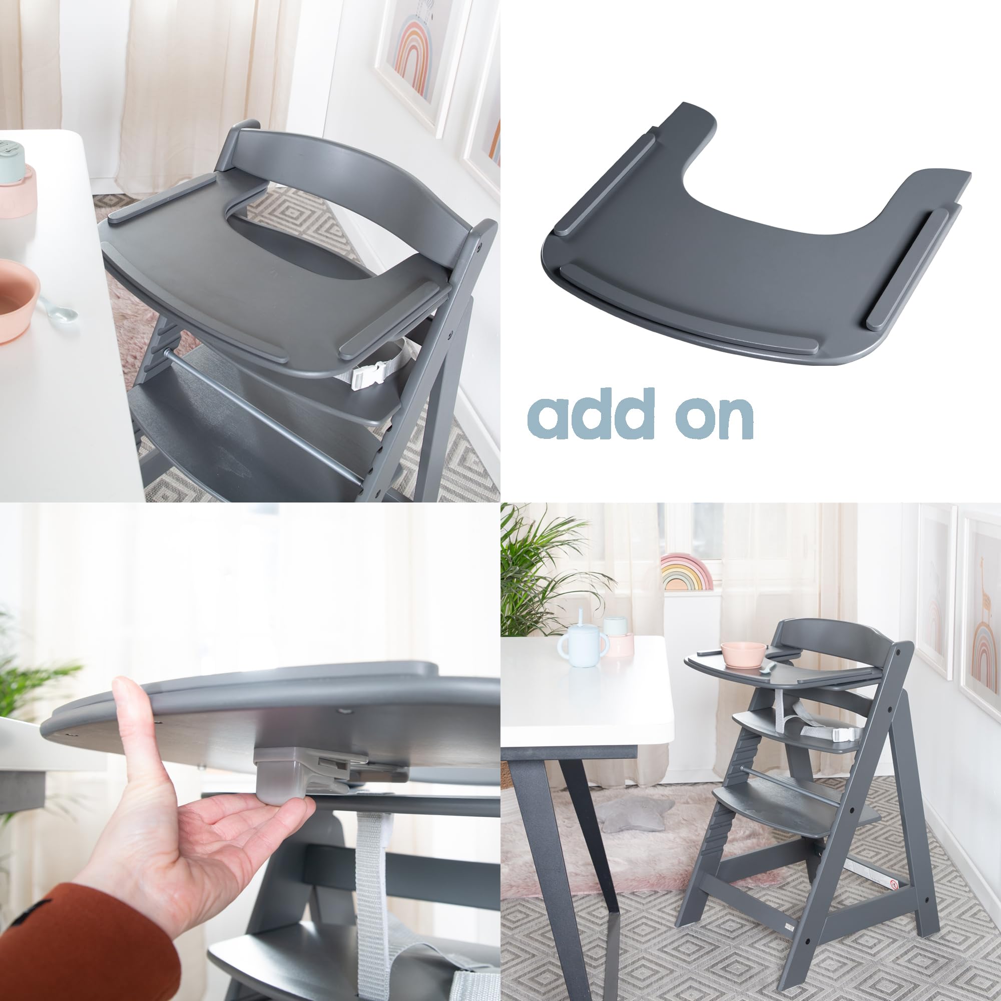 roba Babyhochstuhl Sit Up Flex - Mitwachsender Hochstuhl aus Holz - Verstellbarer Kinderhochstuhl mit Schrittgurt - ab 6 Monaten bis 70 kg - Anthrazit