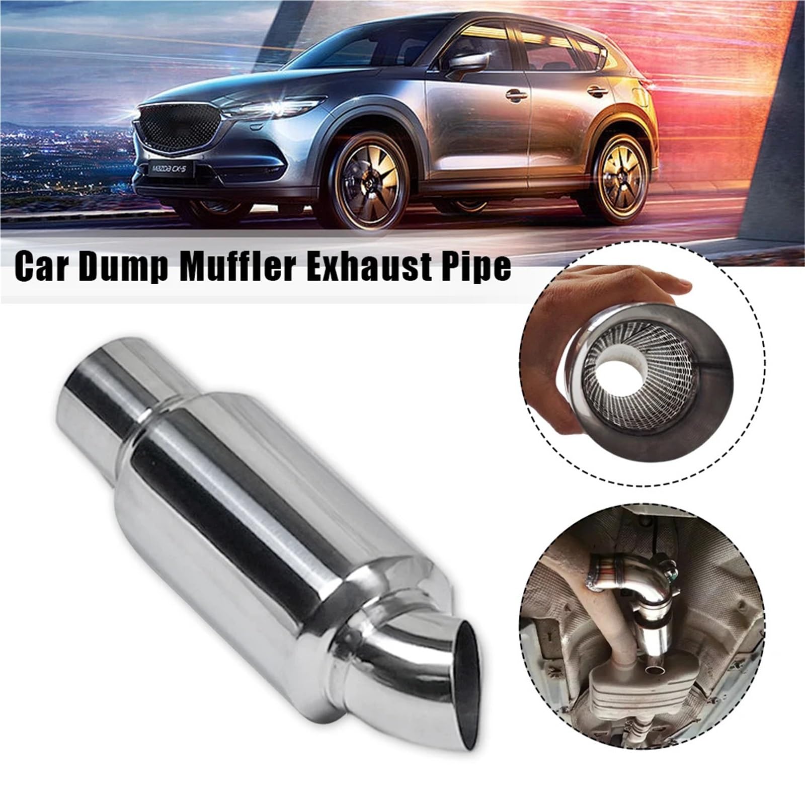 Tłumik układu wydechowego 2/2,5 ″ Rury tłumika wydechowego samochodu Uniwersalny system rur wydechowych 51MM Tłumiki sportowe wyścigowe ze stali nierdzewnej Turbo Sound Boost(2.5inch)