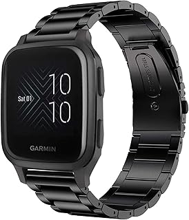 Compatible with Garmin Venu Sq 2 bands, YOUkei Stainless Steel Metal Replacement Strap Bracelet Compatible with Garmin Venu Sq Smartwatch / Venu Sq 2 / Venu 2 Plus Smartwatch 2022 (Black)