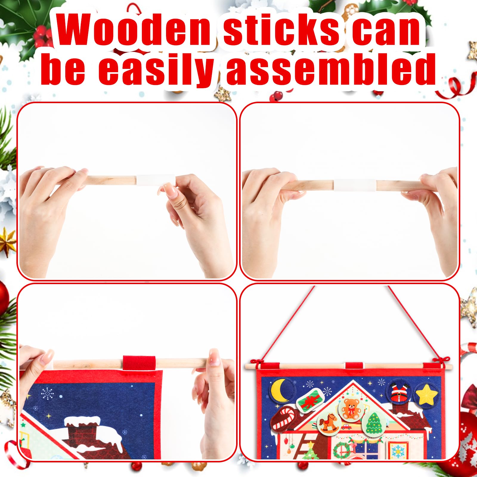 Calendrier De L'avent Noël,Calendrier De L'avent Noël Feutre, Calendrier DIY, Décoration à Suspendre