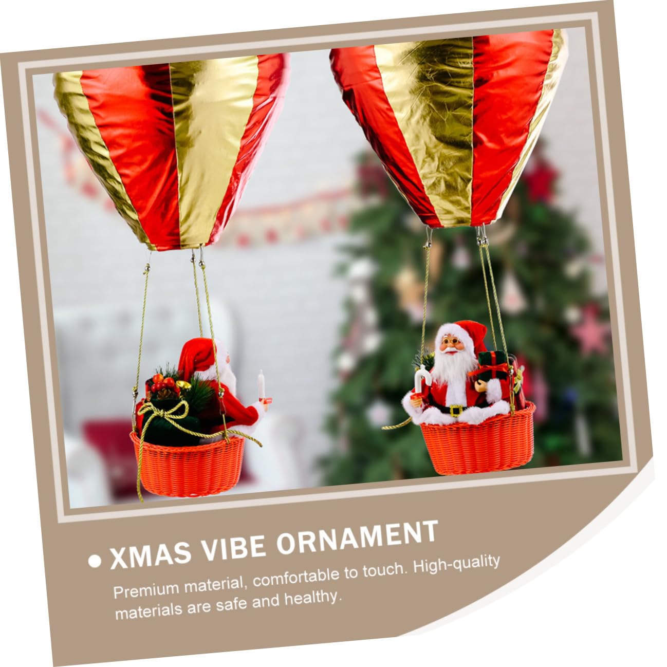 Santa Weihnachtsdeko Heißluftballon Ornament Hängende Deckendekoration aus Sicherem Material Farbenfrohes Weihnachtsfest Ornament für Hotel Kaufhaus und Zuhause