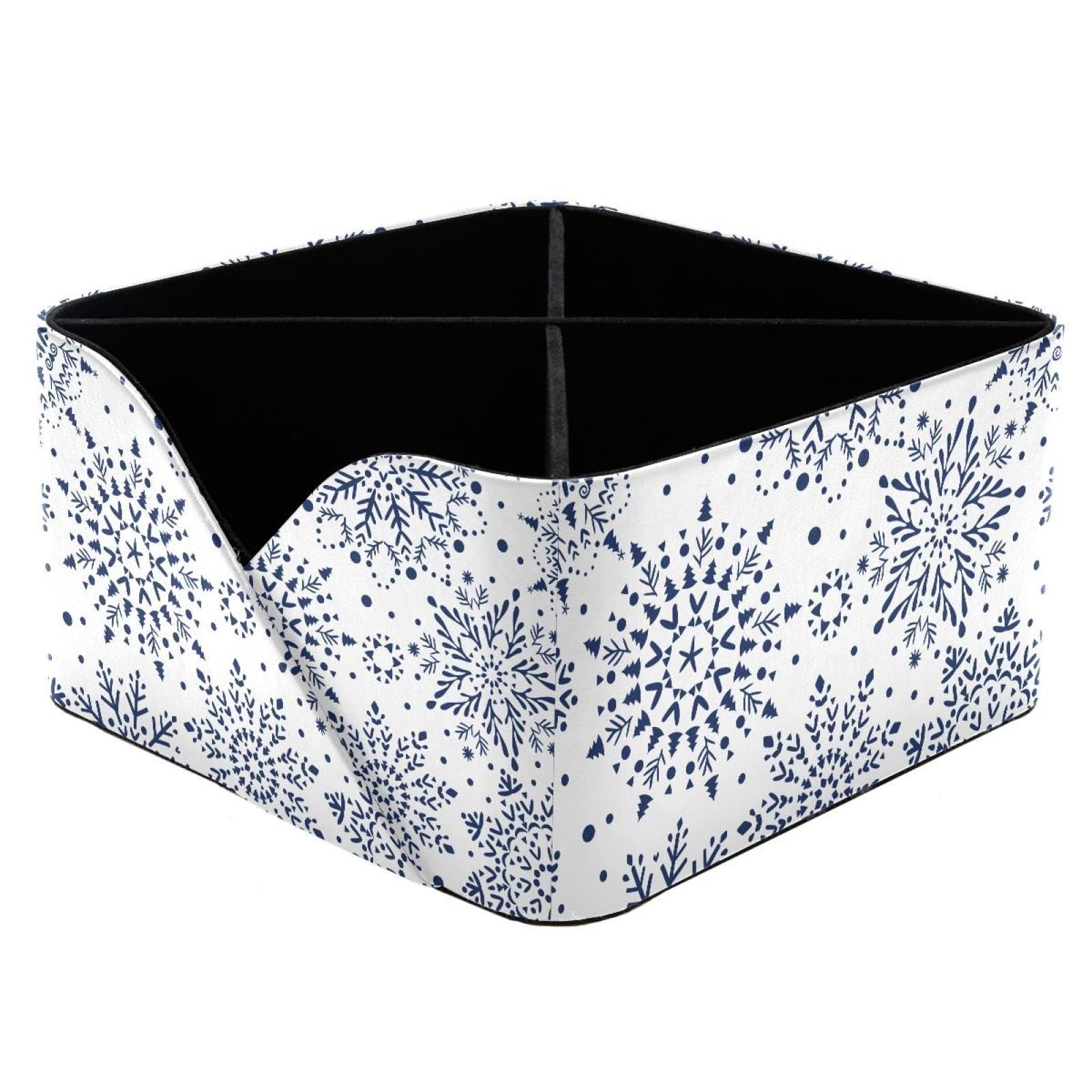 KengjuTesu Snowflake Beauty Pattern Desktop Organizer Pen Holder, Rectangular Pencil Cup for Office, Study and Makeup Stations