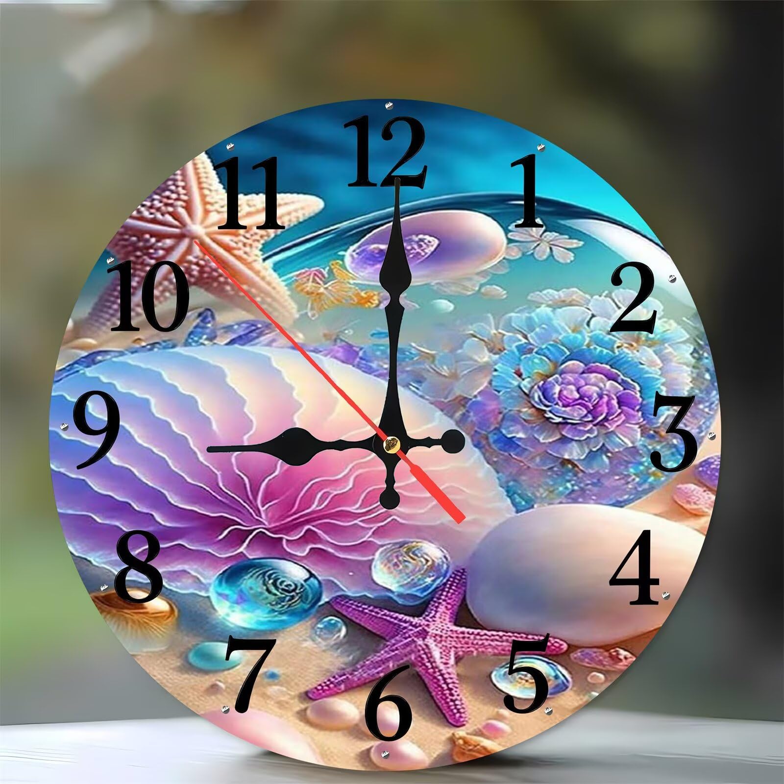 Horloge Murale Silencieuse sans Tic-Tac en Bois 35 cm Décorative de Salon Cuisine